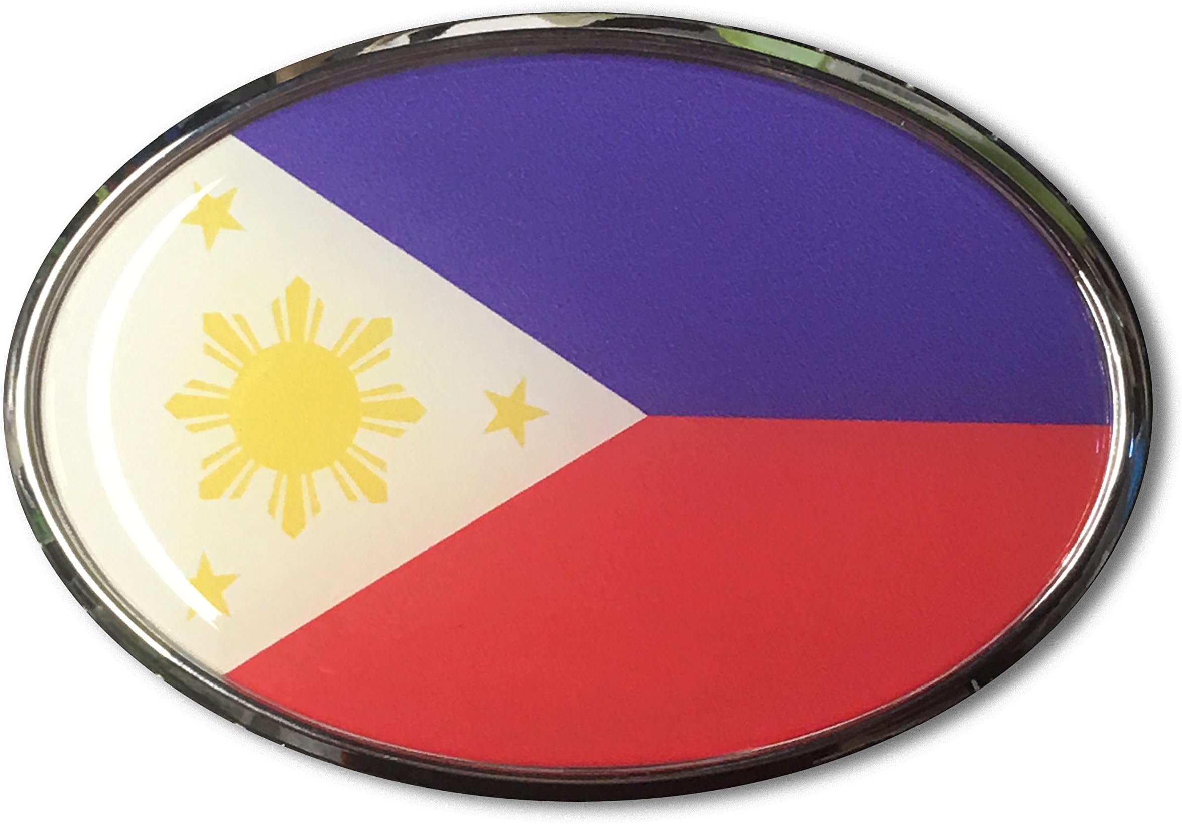 Philippines flag Emblem Proud Car OVAL Domed sticker 3D 3.25"x 2.25" Filipino Pilipinas