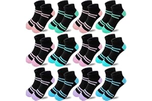 Bemeol 12 Pairs Girls Socks Kids Low Cut Ankle Athletic Socks Cotton Sports Sock