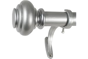 Decopolitan 1-Inch Urn Single Window Treatment Rod Set, 72 to 144-Inch, Antique Silver