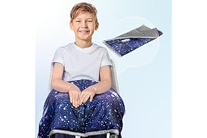 Solfres 7lbs Small Weighted Lap Pad Blanket Throw for Kids Boys Teens 20in x 23in - Sleep Therapy Plush Travel Size with Glass Beads, Dark Blue Universe Galaxy
