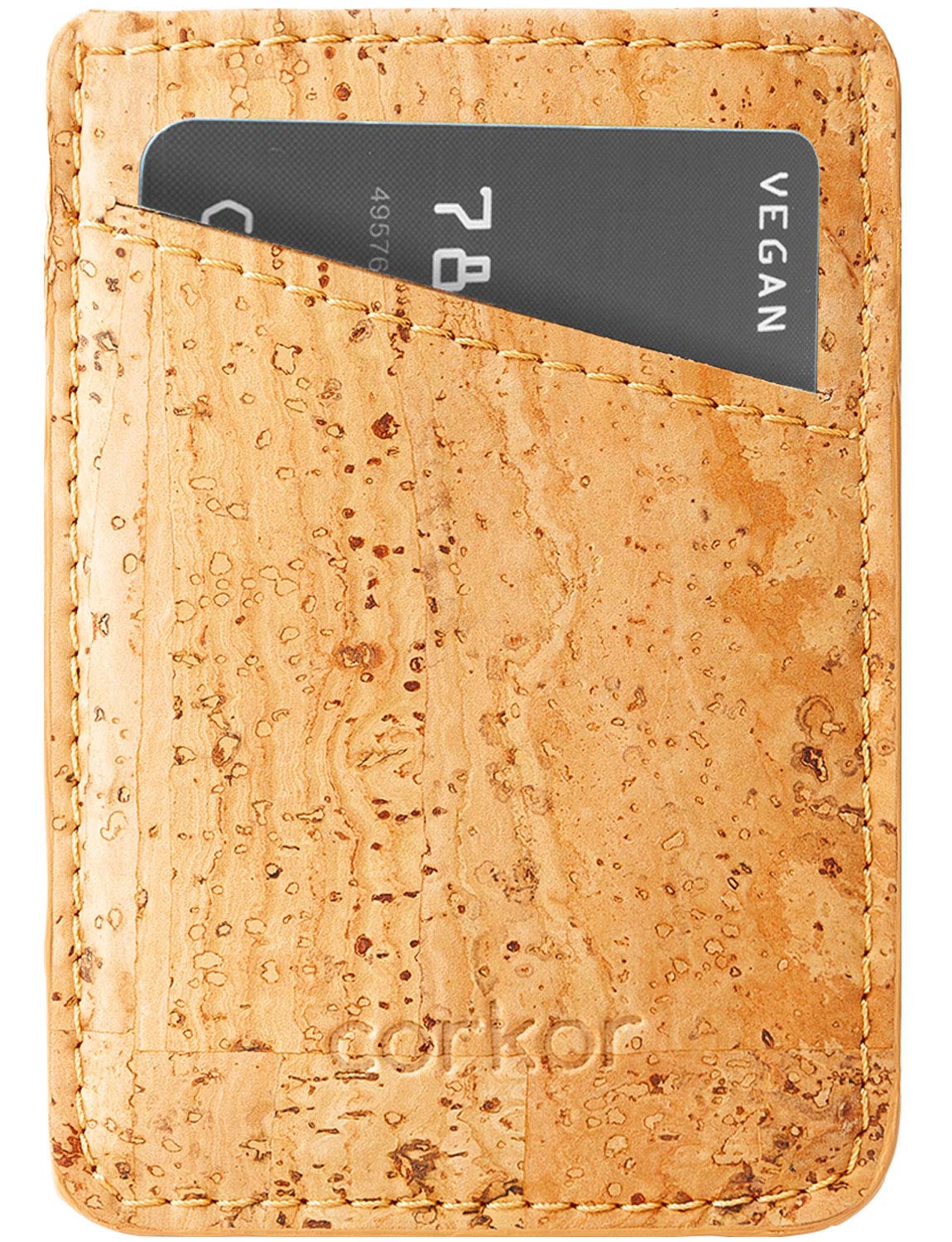 Corkor Front Pocket Wallet Minimalist Slim for Men Vegan Non-Leather Cork Gift Natural
