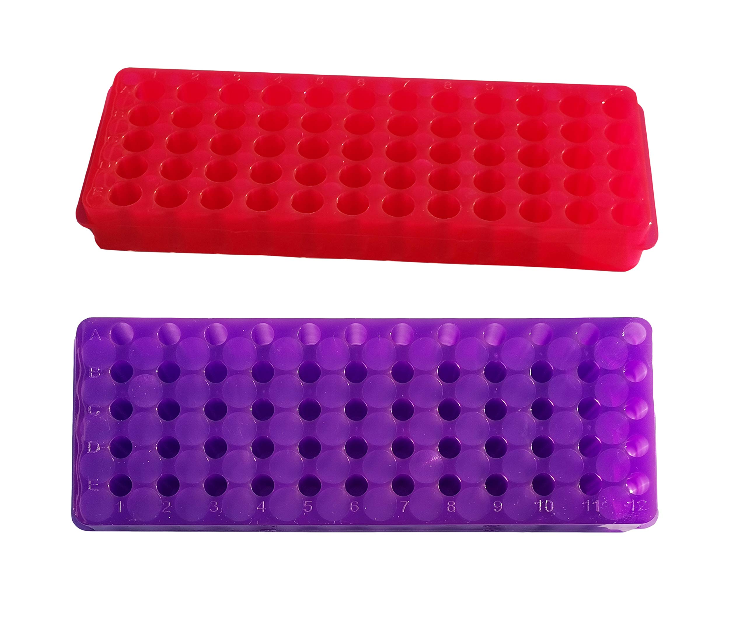 MUHWA 2 pcs 1.5ml Tube Rack 0.5ml microtube rack 2ml 60 wells Tube Holder Laboratory Supplies Assorted Color Purple, Red