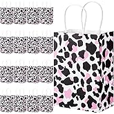TaoBary 16 Pcs Pink Cow Party Favor Gift Bag Cow Print Candy Goodies Bags with Handle Disco Cowgirl Birthday Decorations for Farm Animal Baby Shower Western Cowboy My First Rodeo Party Supplies