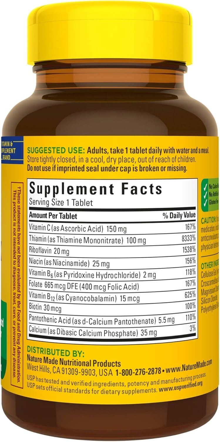 Nature Made Super B-Complex with Vitamin C Tablets, 140 Count Value Size for Metabolic Health† (Packaging May Vary): Health & Personal Care