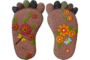 QZSDBWHCB Stepping Stones - Light Brown Resin Footprint Shaped Set of 2 for Patio, Deck, Garden or Sidewalk