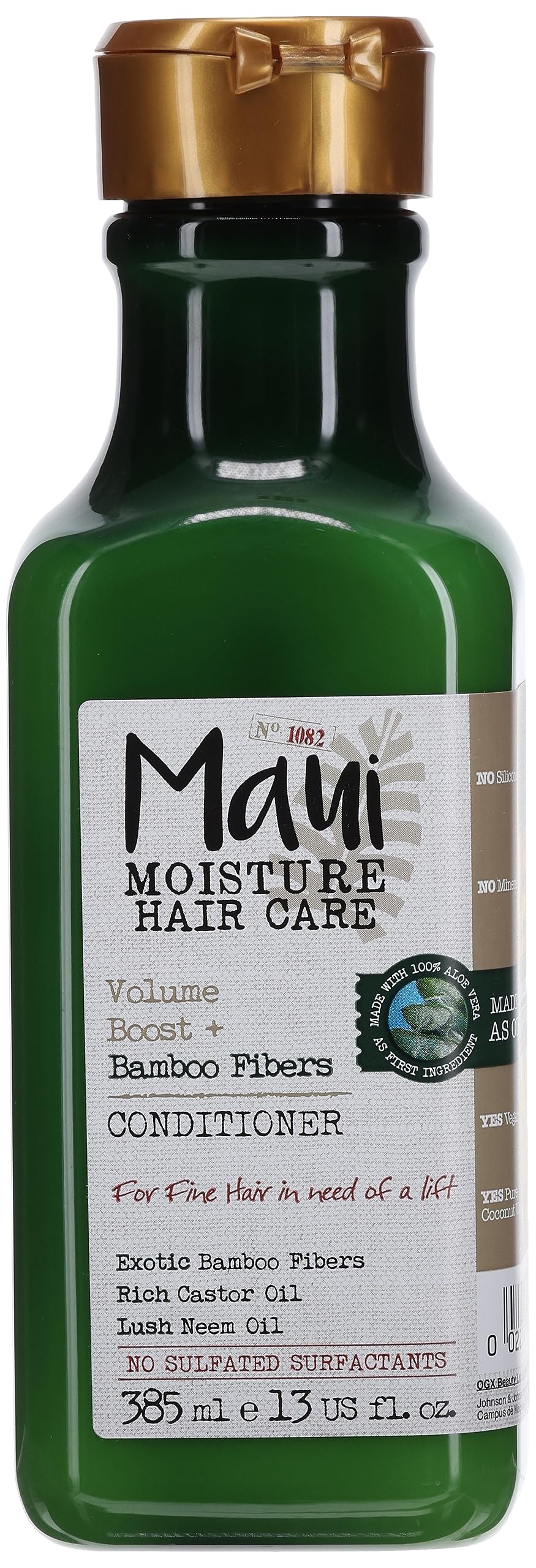 Maui Moisture Volume Boost + Bamboo Fibers Conditioner, with Castor & Neem Oils, for Hair That Needs a Lift, Strengthens & Revitalizes, Sulfate & Silicone Free, Vegan, 385ml
