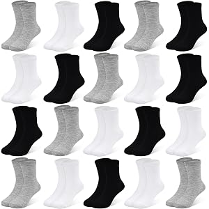 SPTRAMLE Kids Crew Socks, 20 Pairs Mid Cut Socks for Kids (1-14 Years) | Mid Calf Socks for Toddler Boys Girls, Multipack, Br