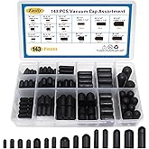 143 Pcs Rubber Vacuum Caps Assortment, 15 Sizes Rubber Caps, Hose End Caps for Carburetor, Manifold, Automotive 1/8" 1/4" 5/32" 3/16" 5/16" 7/32" 3/8" 1/2" 5/8"
