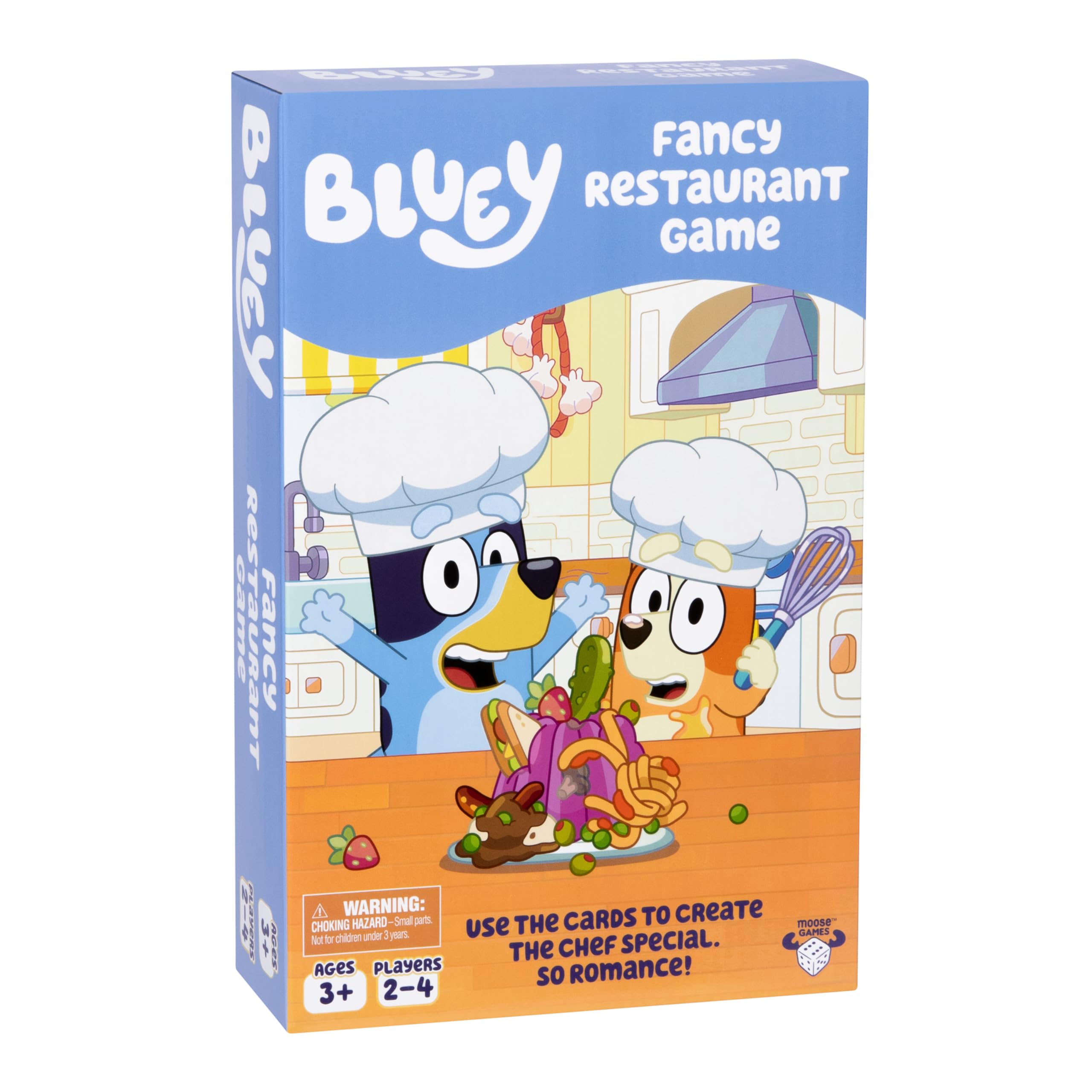 Bluey Fancy Restaurant Game, Join and Bingo as They Match Food Cards to Help Dad Prepare a Special Dinner for Mum, Serve up Fun While Building Memory and Matching Skills, Ages 3+, 2–4 Players
