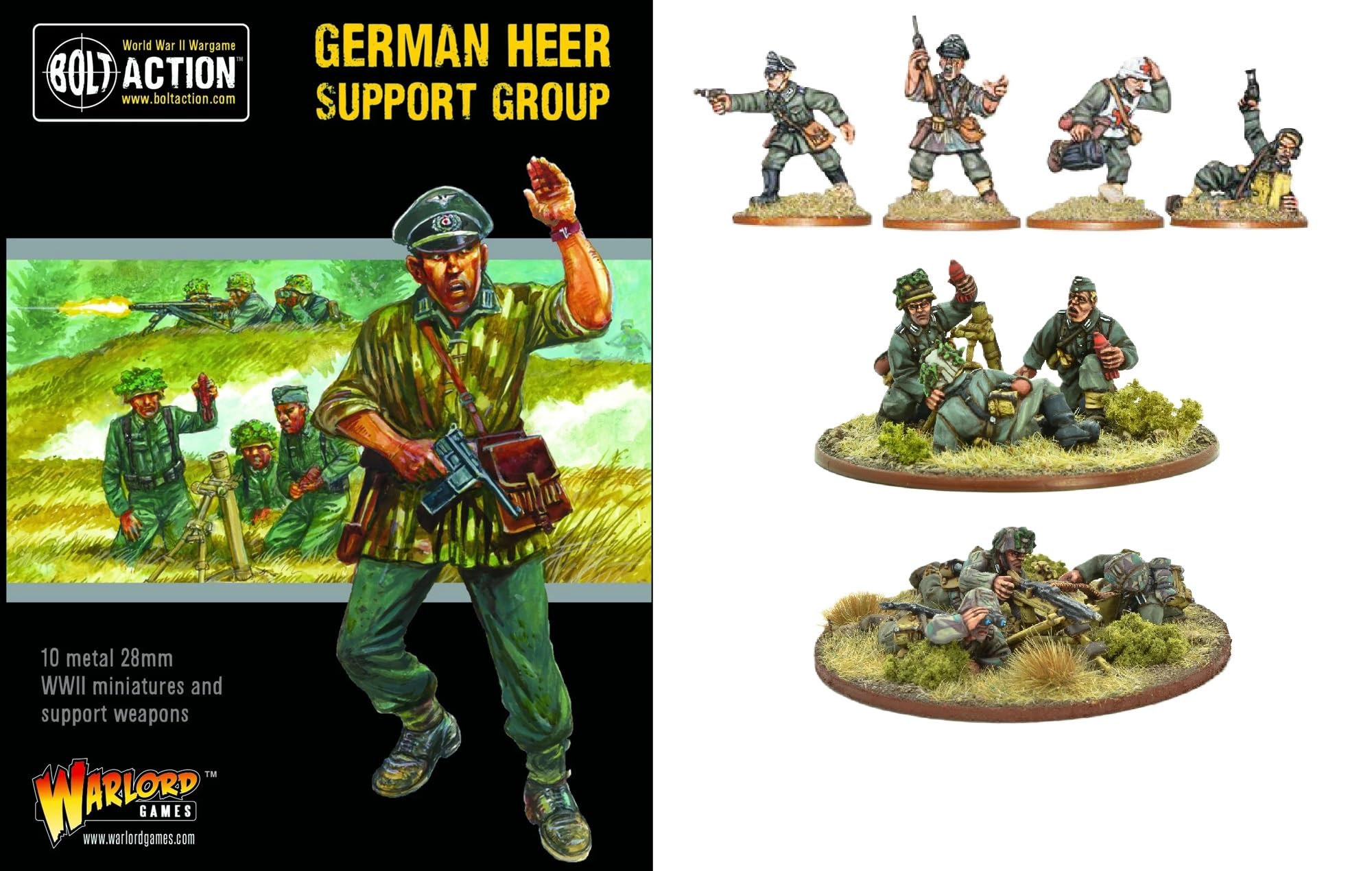 Warlord Games German Heer Support Group - 28mm Scale Metal Miniatures for Bolt Action Highly Detailed World War 2 Miniatures for Table-top Wargaming