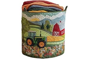 Quilted Laundry Basket with Handles, Sheep Laundry Basket, Quilted Baskets with Handles, Foldable Fabric Floral Storage Hampe