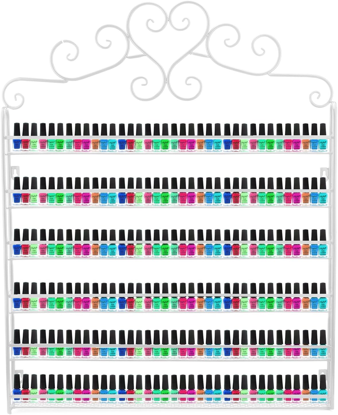 BXD Mountable Nail Polish Wall Rack Metal Nail Polish Organiser 6 Tiers Nail Polish Bottles Display Shelf