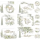 Zonon 24 Pack Watercolor Thank You Cards with 24 Envelopes 24 Stickers 6 Designs Gold Letter Greeting Note Cards Thank You Notes Round Envelope Seal Stickers for Wedding Graduation(Fresh Style)