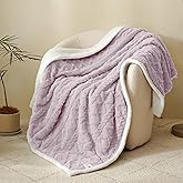 Simple&Opulence Sherpa Fleece Throw Blanket - Soft Fluffy Warm Cozy Plush Fuzzy Blanket with Elegant 3D Pattern for Couch Sofa Bed,Lilac,50"x 60"
