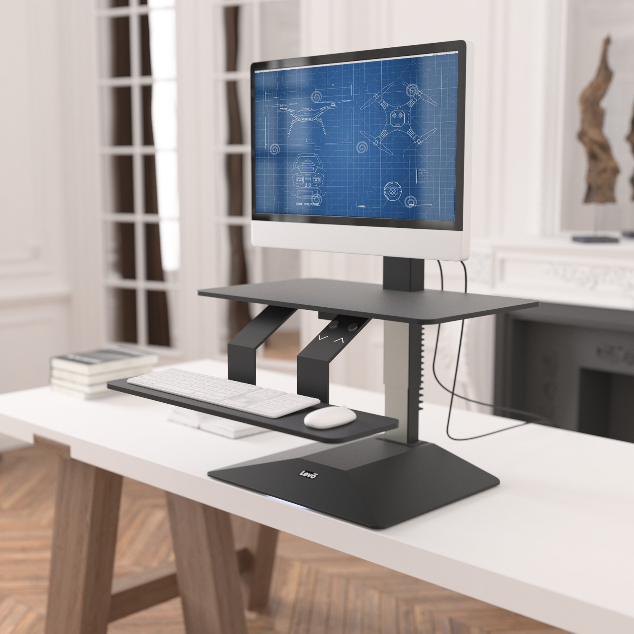 Buy Levo Sit Stand Standing Desk Riser with Electric Power Lift and