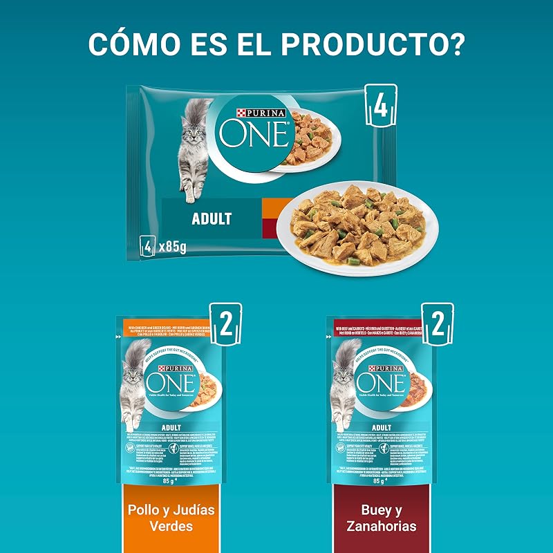 Purina one comida úmida para gatos adultos filés ao molho com frango 12 x [4 x 85 g]
