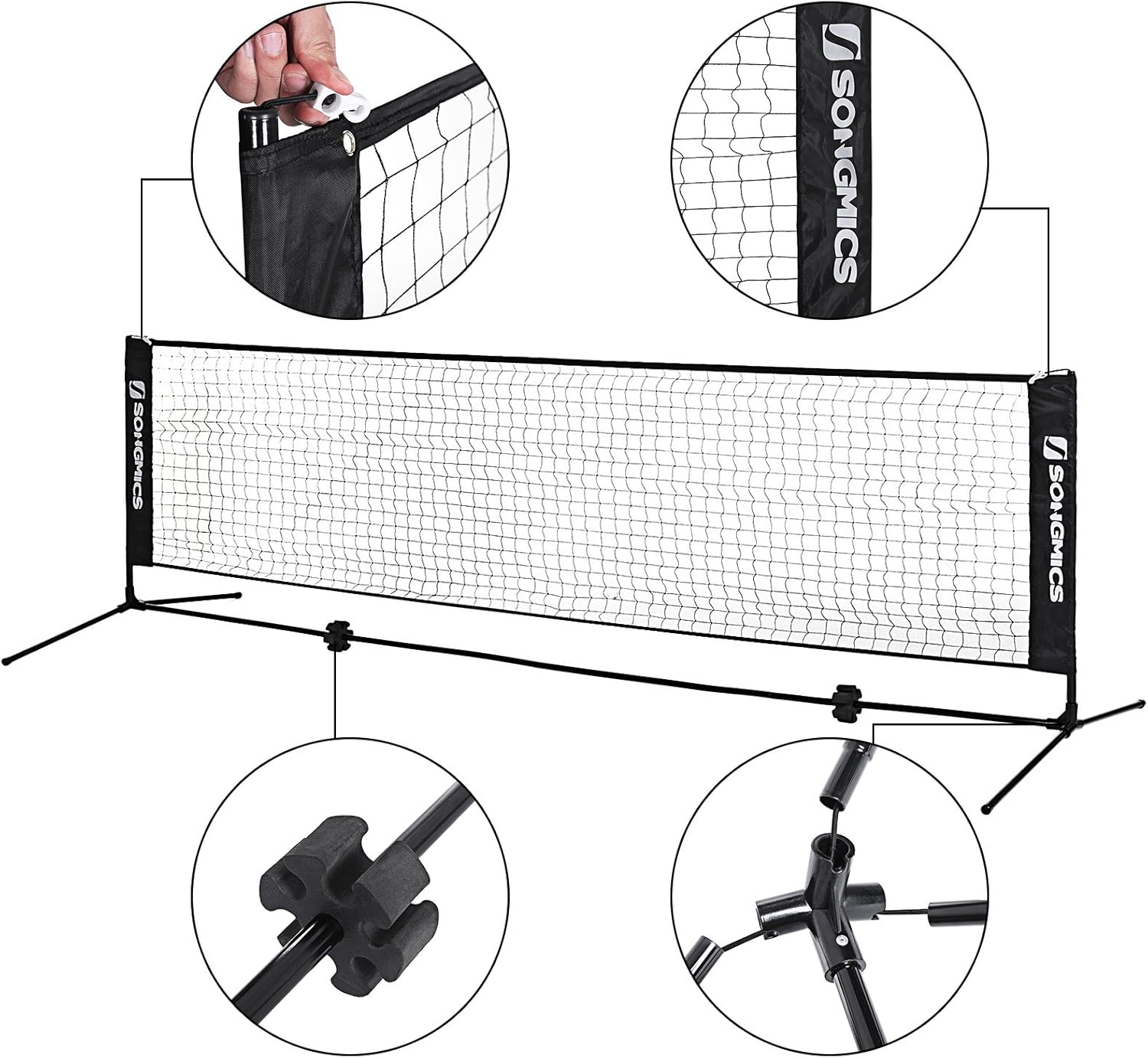 SONGMICS Badminton Net Set, Portable Sports Set for Badminton, Tennis, Kids Volleyball, Pickleball, Easy Setup, Nylon Net with Poles for Indoor Outdoor Court : Sports & Outdoors