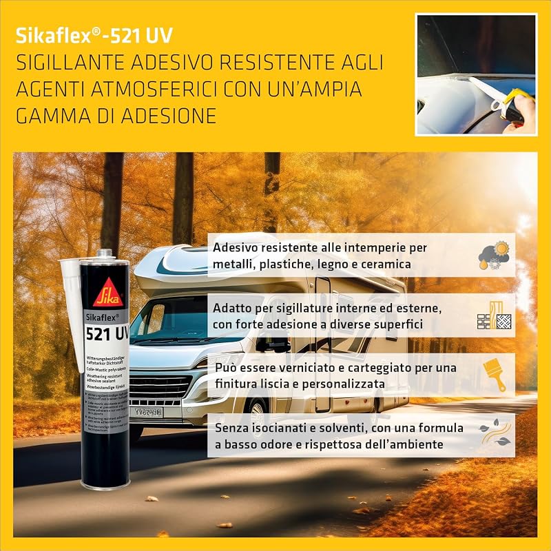 - Sigillante per auto e camper - Sikaflex 521 UV - Bianco - 300ml