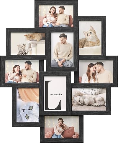 SONGMICS Collage Picture Frames 10x 4x6 Photos Wall Frame RPF20BK Ink Black