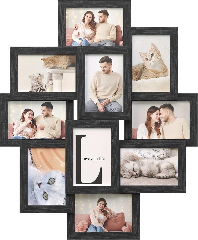 SONGMICS Collage Picture Frames 10x 4x6 Photos Wall Frame RPF20BK Ink Black