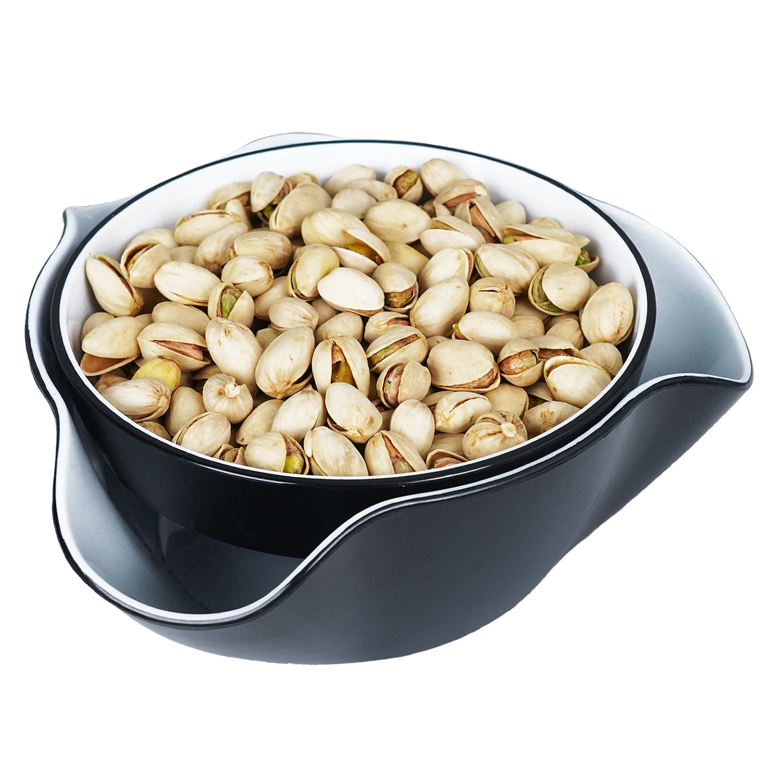 Photo 1 of ***Bowl has cracked***
Pistachio Bowl, Snack Serving Dish, Double Dish Nut Bowl with Nut Seeds Shell Storage, Pistachios, Peanuts, Cherries, Popcorn, Edamame, Fruits, Snacks, and Candy Serving Bowl, Black & White