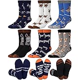 Jamntower 6 Pairs Donkey Socks for Men Funny Novelty Pattern Crew Socks Donkey Lover Gifts Birthday Father's Day for Male Shoe Size 7-12