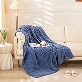 YUSOKI Sherpa Large Throw Blanket Single Layer,Light Weight(1.7lb),370GMS-3D Stylish Design for Gift Home Decor (Washed Blue,50"x65")