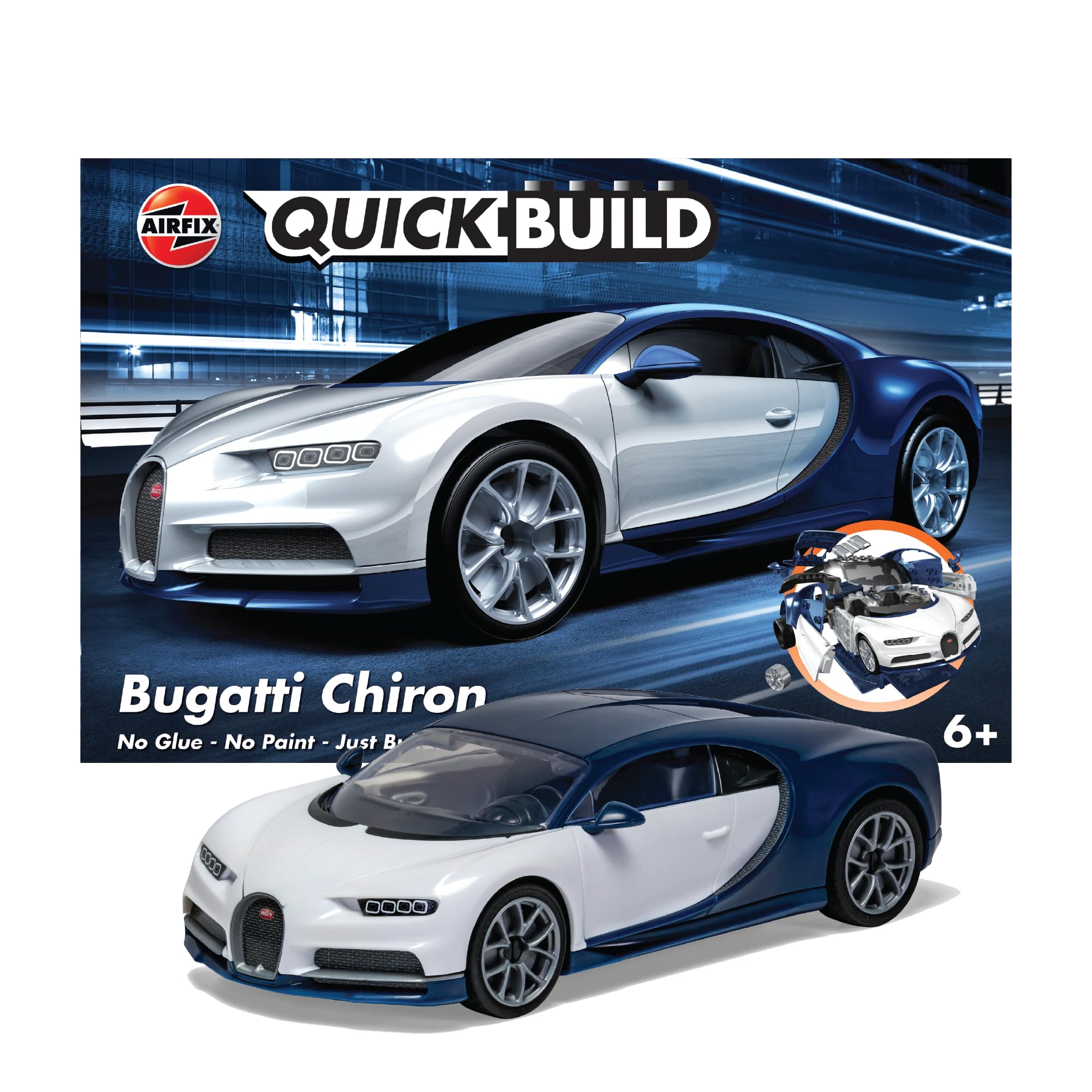 Airfix QUICKBUILD Model Car Kit - Bugatti Chiron Car Building Kit for Kids 6+, Construction Toys for Boys & Girls, No Glue Model Making - Classic Car Gifts Plastic Model Kits — image 1