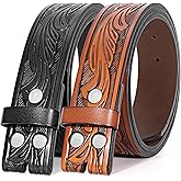 BELTROAD 2 Pack Western Leather Belt Strap for Men Women Cowboy Cowgirl Leather Mens Belts for Jeans Gift Belt without Buckle