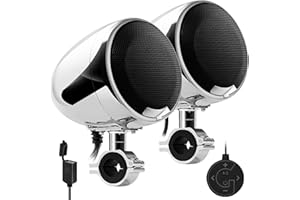 GoHawk AN4-X All-in-One Built-in Amplifier 4.5" Full Range Waterproof Bluetooth Motorcycle Stereo Speakers Audio Amp System, 
