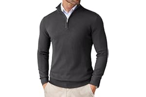 COOFANDY Men's Quarter Zip Up Sweaters Slim Fit Lightweight Mock Neck Pullover Casual Polo Sweaters