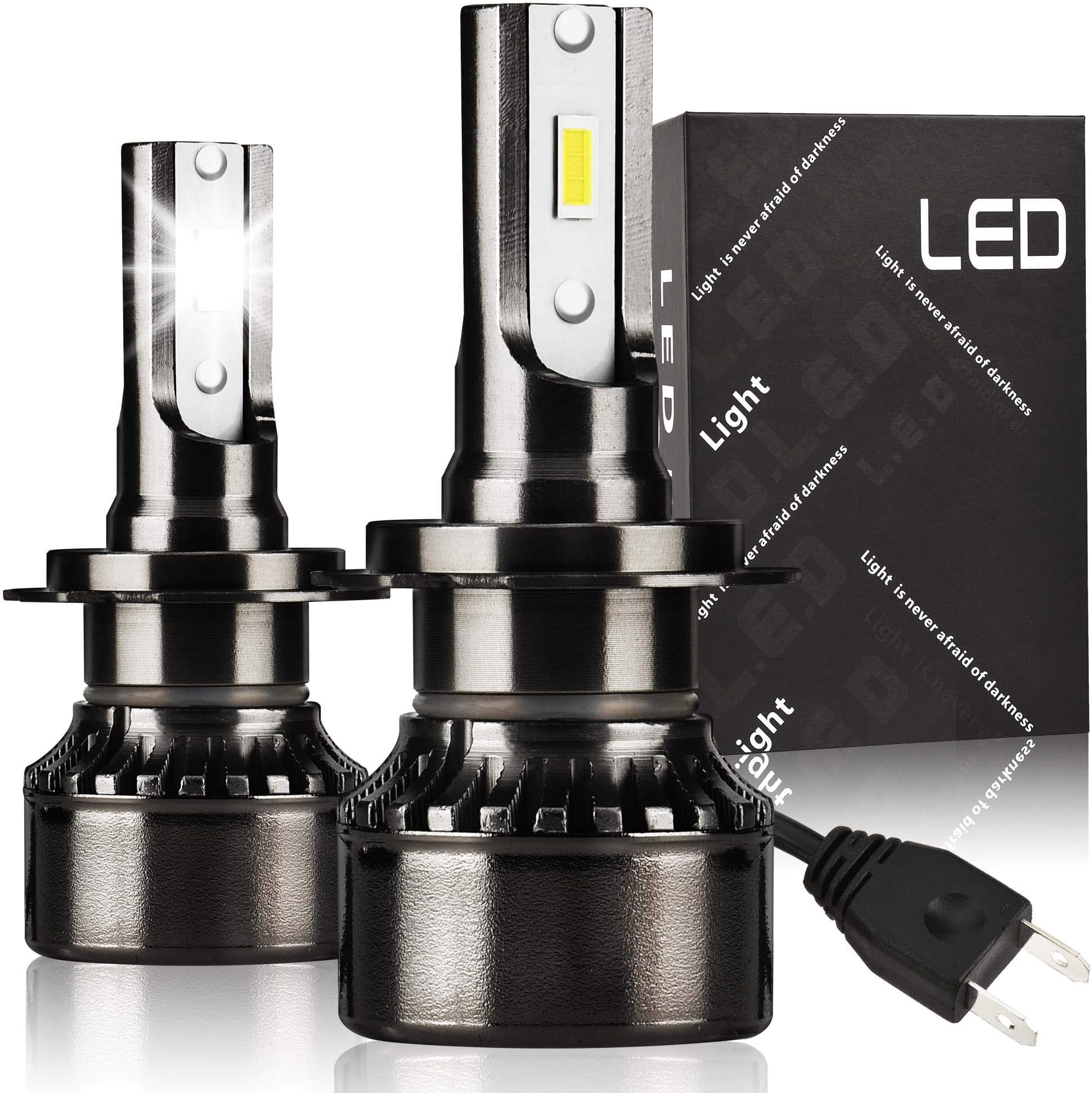 VIMEN H7 LED Headlight Bulbs 6000K Conversion Kit Extremely Bright Fog Light Replacement Halogen Light Bulbs High Beam Low Beam 9600 Lumens 50W Xenon White CSP Chips - 2 Year Warranty