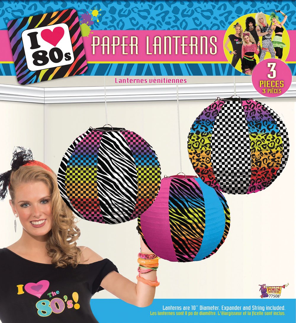 Forum Novelties X77480 80s Party Paper Lanterns, Multi-Colour, One Size