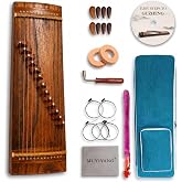 27.5in Travel Guzheng Instrument, All-Paulownia Complete Kit for All Levels
