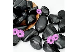 NUPICK 3lb Black River Rocks for Plants Indoor, 2-3Inch Pebbles for Vases Fillers, Decorative Gravel for Fish Tank, Natural Polished Stones for Succulent, Bonsai, Landscaping, Bird Baths