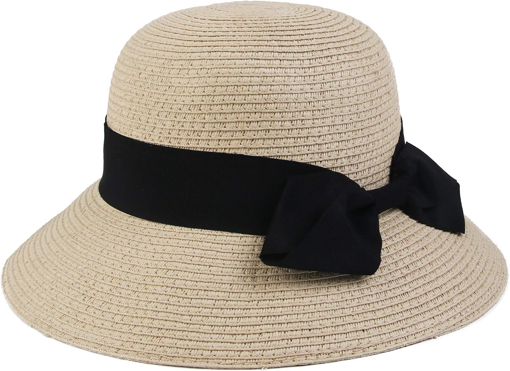 Packable Wide Brim Summer Straw Sun Beach Bucket Hat
