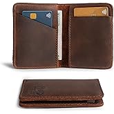 Hide & Drink, Bifold Wallet, Slim Card Holder, Minimalist Traveler Wallet, Vintage Front Pocket Wallet, Full Grain Leather, Handmade, Bourbon Brown