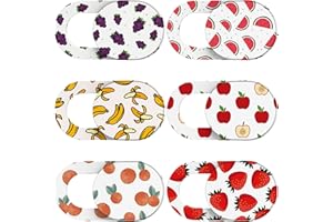 Yilador Webcam Cover, 0.03in Ultra Thin Slide Web Camera Covers for Laptop Computer Smartphone Mac iMac MacBook, Sliding Blocker Cover Protect Your Privacy Security (Fruit 6PCS)