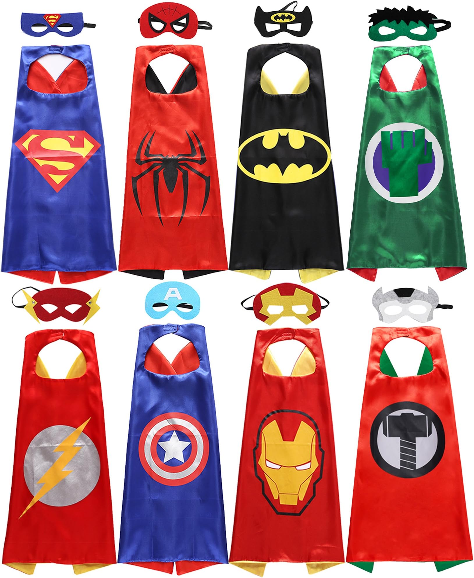 Zaleny Superhero Costumes Dress up Satin Capes with Felt Masks Set of 8