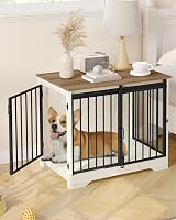 Hzuaneri Dog Crate Furniture 81 cm Double Door Barn Door Anti-Chew White Brown view 7