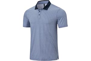 BGOWATU Men's Golf Polo Shirts Short Sleeve Casual Print Collared Golf Shirts Moisture Wicking Dry Fit UV Protection