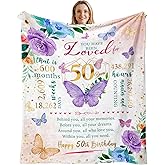Sbangtu 50th Birthday Gifts for Her, 50th Birthday Gifts for Women, 50 Year Old Present for Women, 1976 Present for Woman, Fifty Bday Stuff for Woman Throw Blanket 50"X60", Happy 50 Bday