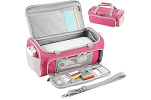 BBIQI Carrying Case for Cricut Joy Xtra，for Cricut Accessories Cricut Tools,Front and Back Side Full Open,for Extra Machine Storage,Dust Cover, and Travel Carry Store Various Supplies(Pink)