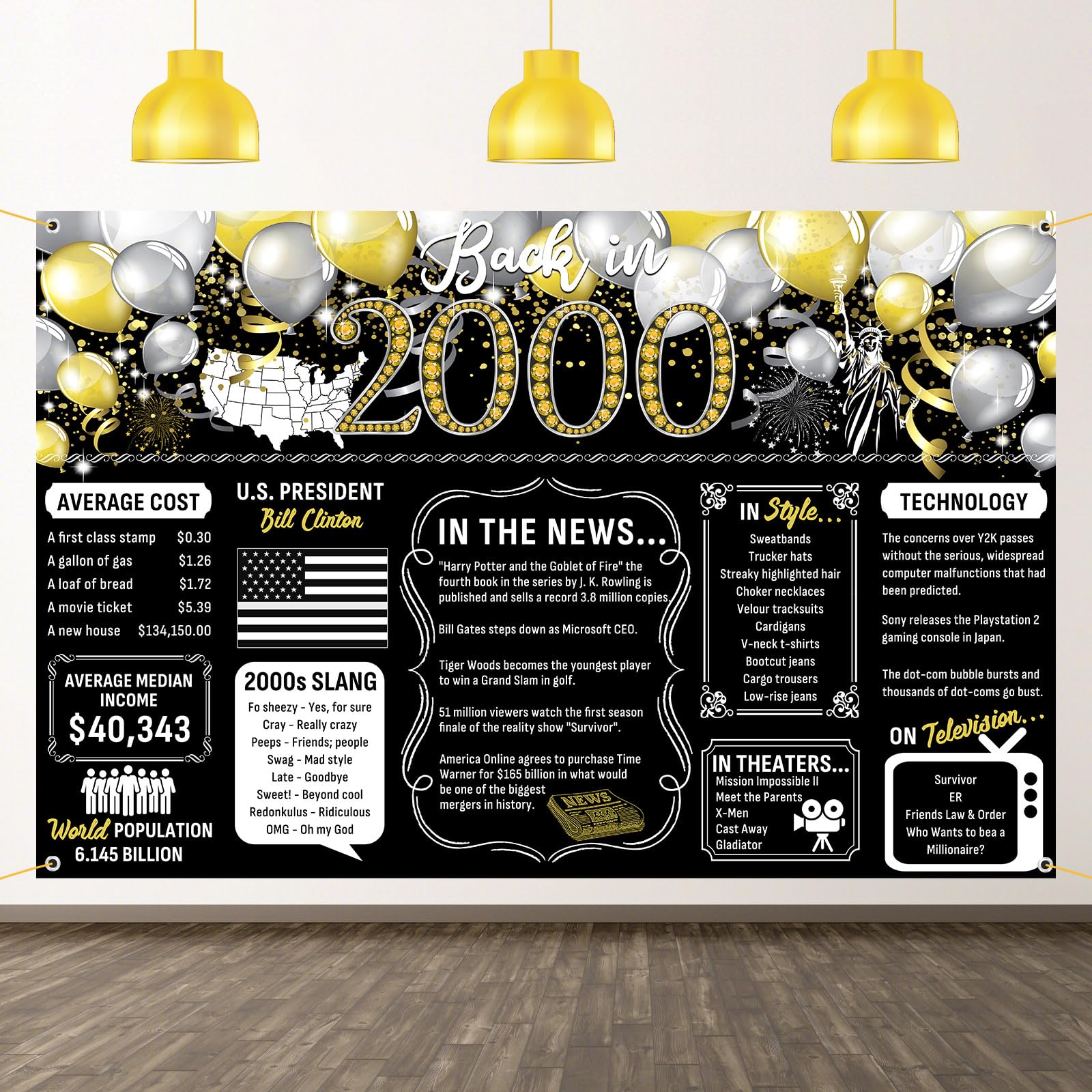 25th Birthday Black Gold Party Decoration Back in