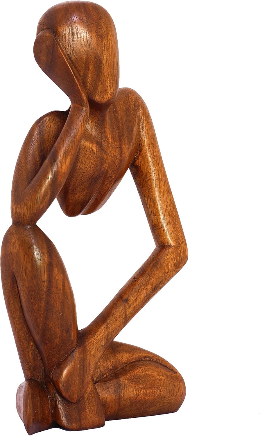 G6 Collection 12" Wooden Handmade Abstract Sculpture Statue Handcrafted - Thinking Man - Gift Art Decorative Home Decor Figurine Accent Decoration Artwork Hand Carved (Brown): Home & Kitchen