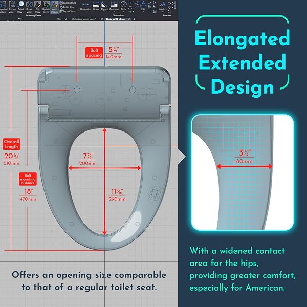 ELECTRIC HEATED BIDET WARMER WATER TOILET SEAT ELONGATED WITH BUBBLE WASH, WARM AIR DRYER, ENDLESS WARMER WATER, REMOTE CONTROL, CURVED SPRAY BAR, 70″ POWER CORD, CLEAN WATER