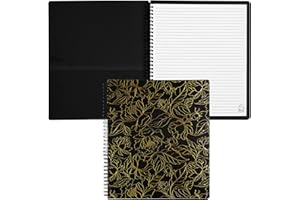 STEEL MILL AND CO. Steel Mill & Co Cute Large Spiral Notebook College Ruled, 11" x 9.5" with Durable Hardcover and 160 Lined Pages (Gold Floral)