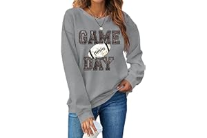 HQP Game Day Sweatshirt Women Football Graphic Long Sleeve Shirt Football Season Pullover Tops