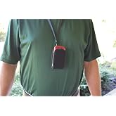Newyorkcellphone Around the Neck Hanging Open Top Padded Black Case with Safety Lanyard fits GreatCall Lively Flip Phone