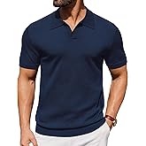 J.VER Polo Shirts for Men Short Sleeve V Neck Knit Polo Shirt Casual Vintage Stretch Golf T-Shirts